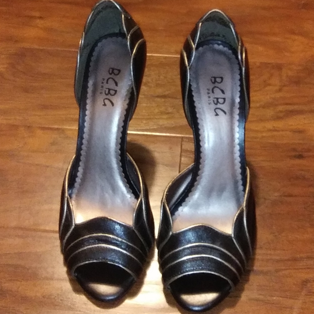 Black open toe heels